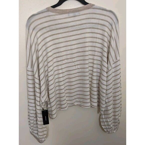 Lulus Striped Long Sleeve Soft Cozy Knit Oversized Top Stretch Lounge Medium - Picture 3 of 10